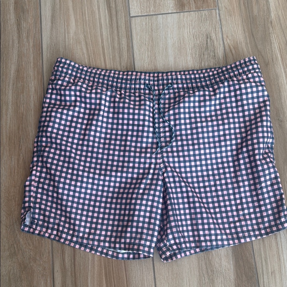 Pink and Blue Swim Bermudas with Gingham Pattern